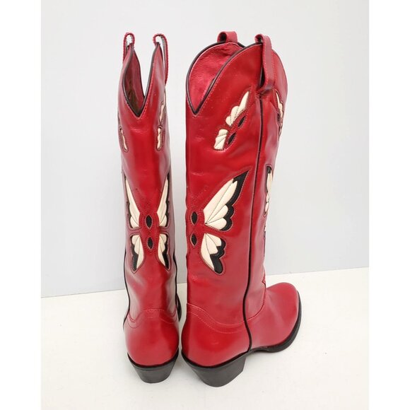 Jeffrey Campbell Mariposa Tall Western Boots Cherry Red Womens Size 10 - Picture 2 of 4
